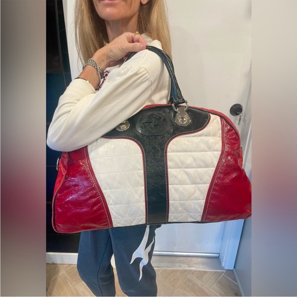 Gucci Snow Glam Leather Boston Bag, vintage 90s, red/black/white, EUC - Picture 6 of 16
